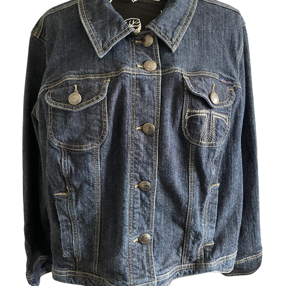 Seven 7 Jeans Premium Denim Jean Jacket Plus 26/28 Cropped Dark Wash Trucker